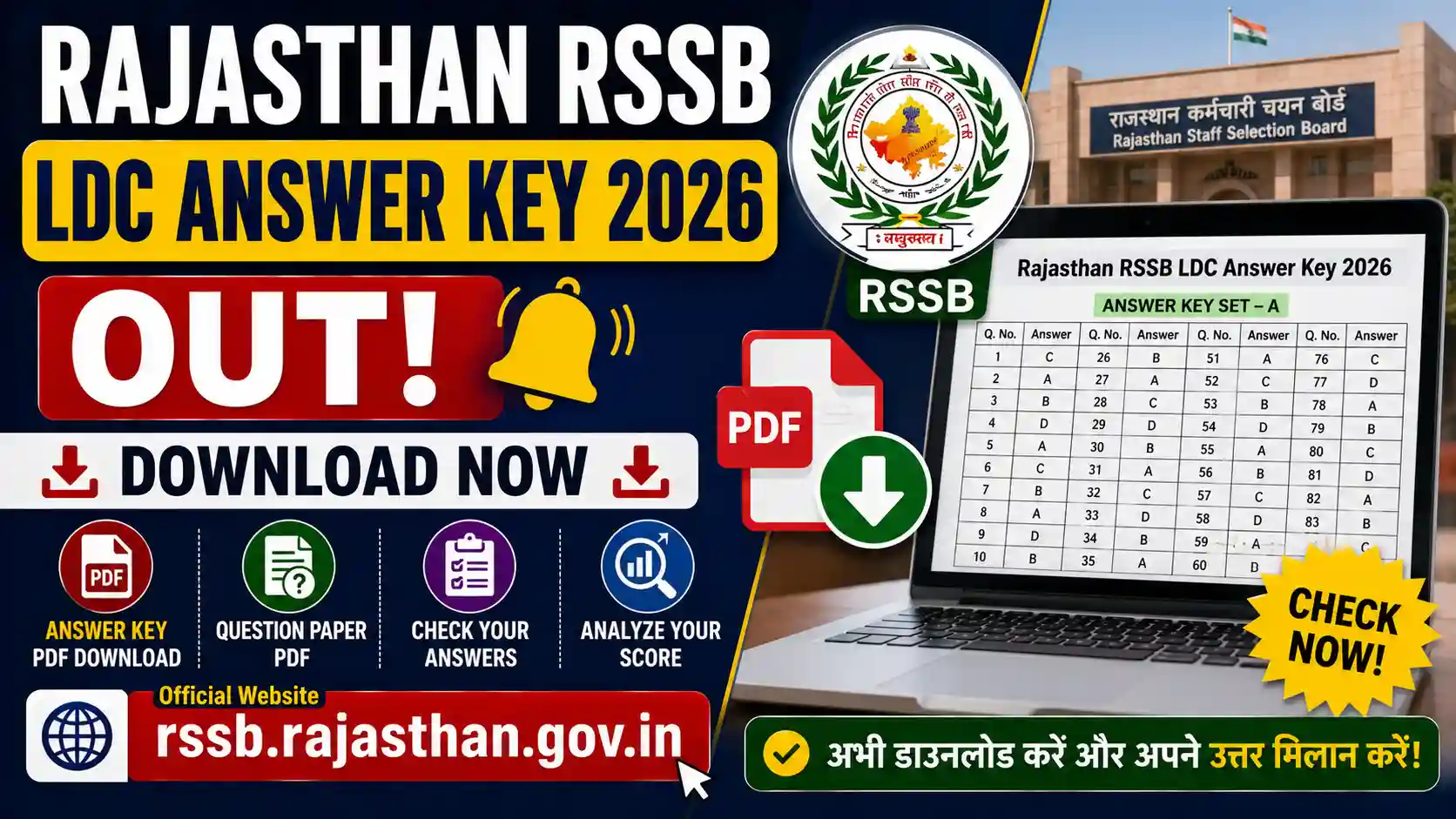 Rajasthan RSSB LDC Answer Key 2026